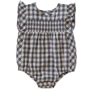 Pehr Blue Checkmate Flutter One-Piece, size 3-6 months